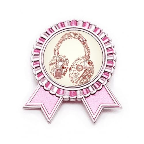 Broche casque de musique rose en métal taille M le cadeau parfait pour mélomanes