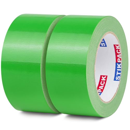 Image of 2 Rolls Green Duct Tape, Heavy Duty Strong Industrial Colored Duct Tape 9mil x 2inch x 25yds Flexible, No Residue, Waterproof and Tear by Hand, Multi-Use for Indoor & Outdoor Repairs