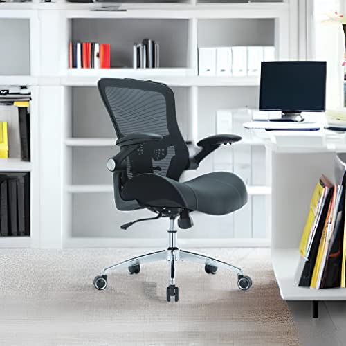 Office Chair, Ergonomic Desk Chair With Wide & Soft Sponge Molded Cushion, Mid-Back Home Office Desk Chairs With Flip-Up Arms & Adjustable Lumbar Support & Seat Height, Executive Computer Task Chair #TOP1