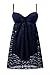 Swimdress,YaYa Bay Womens Retro Vintage Crochet Lace Halter Straps Ruched One Piece Swimsuit Large Size Dark Blue