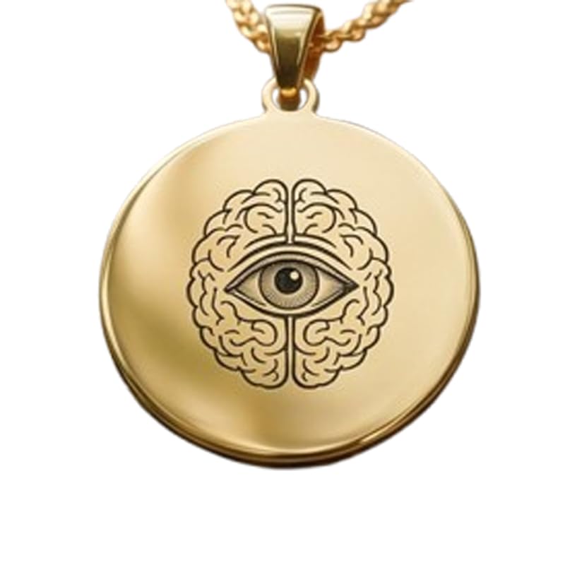 Collier Œil de l'esprit en argent sterling 925 plaqué or, un bijou d'exception fait main