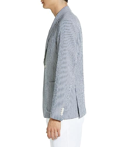 Men Seersucker Blazer Striped Sports Jacket Summer Leisure Tuxedo Party Prom Casual Coat3
