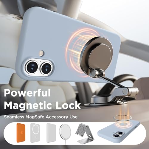 Image of Magnetic for iPhone 16 Case, Compatible with MagSafe, Liquid Silicone Phone Cover with Screen Protector & Camera Protector, Soft Anti-Scratch Microfiber Lining Inside 6.1 inch, Baby Blue