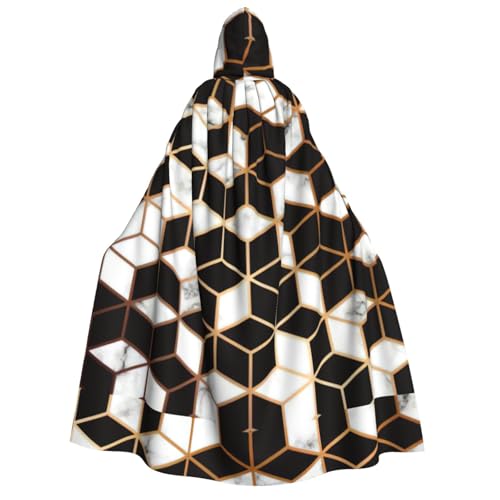 Cape à capuche cosplay 190 cm motif marbré 3D unisexe costume bal masqué