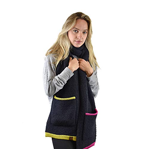 C.C Multicolored Soft Winter Warm Sherpa Knit Pocket Extra Long Shawl Scarf4