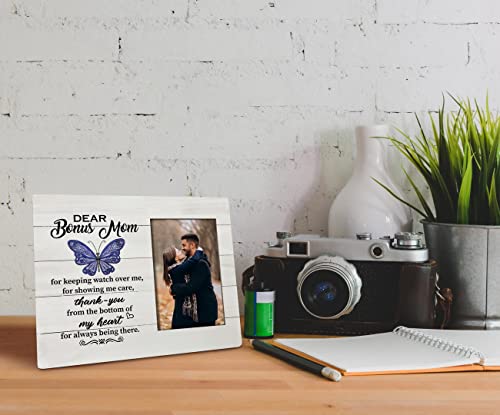 To Bonus Mom Gifts Picture Frame, Thank You From The Bottom Of My Heart, Tabletop Picture Frame Plaque Gift, Grateful Gift For Stepmom, Mother's Day/ Thanksgiving/Christmas/Birthday Gift For Step Mom #TOP4