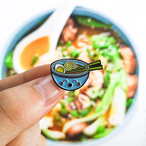 Image of Set of 2 Ramen Nood Enamel Pins for Bags, Jackets, Hats & Tops - Ramen Fashion Accessory Japanese Foods Tonkotsu Ramen Brooches