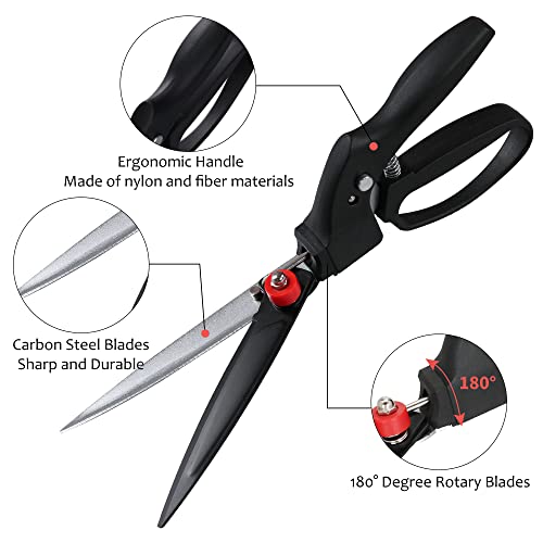 Gartol Grass Shears With180 Degrees Rotating Cutter Head, Lightweight Loop-Handle Garden Grass Clippers Scissors, 5 Inch Sk-5 Steel Blade, Ideal For Edging And Trimming Decorative Grasses #TOP2