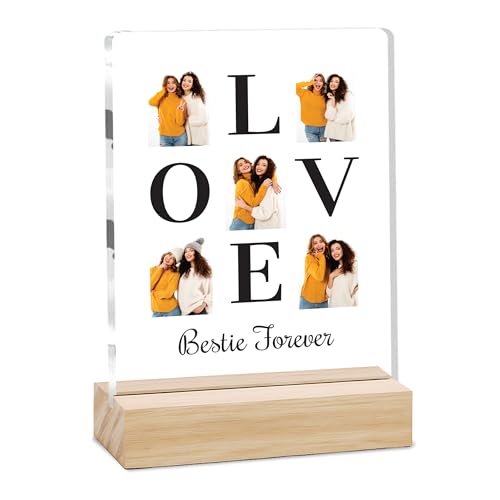 Image of Giftplease Customized Photo Frame with Text & Wooden Stand | Personalised Printed Photo Frame Gift for Sister | Birthday, Tabletop D cor | Customized Photo Gift (6x8 Inches) SIS 12