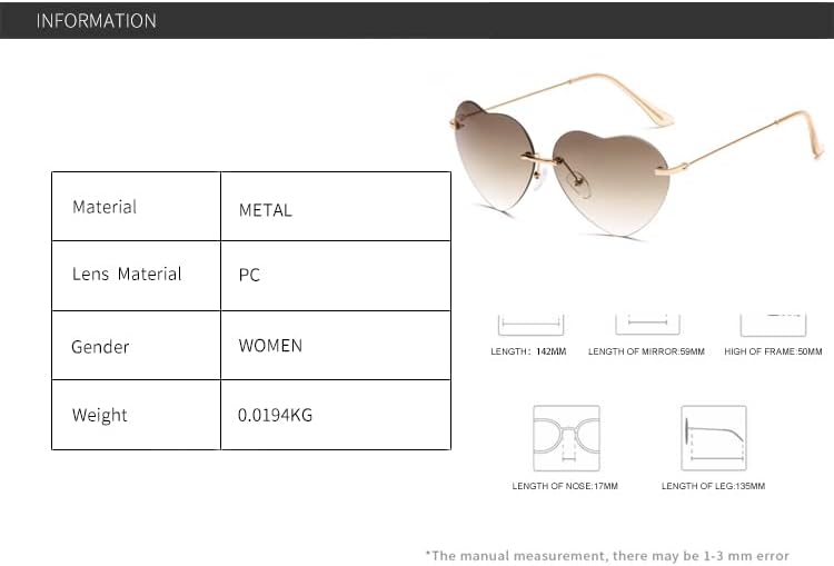 Dollger Heart Sunglasses Thin Metal Frame Lovely Heart Style for Women - Image 3