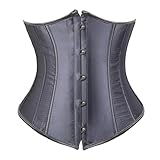 Satén Corset Bajo Pecho Clasico Corsé Underbust Gótico Talla Grande Mujer Steampunk de Underbust Cintura Waist Cincher gótico Bustier Fajas Reductoras de Cinturón Firme de Formación