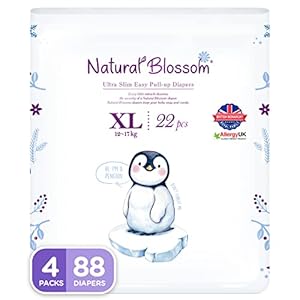 Natural Blossom Easy Pull-up Diaper Pants | Size (5) 3T-4T (26-37 lbs) | 88 Count (22ea*4packs) | Vegan – Super Soft…