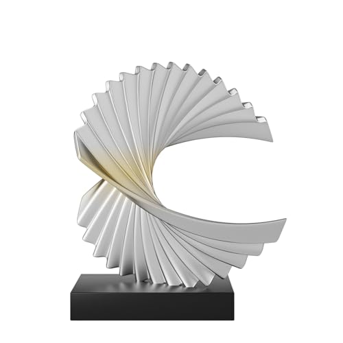 Paytonture Ocean Wave Sculpture - Modern Funky Abstract Statue, Resin Wave Sea Ornament for Home Office Desk Shelf Accents (Silver)