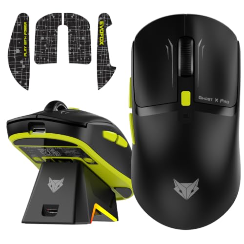 Image of EvoFox Ghost X Pro Tri-Mode Wireless Gaming Mouse with RGB Charging Dock, 54g Ultra-Lightweight, 30,000 DPI Instant S312 Sensor, 8000Hz Polling, 100M Huano Switches, Dual Bluetooth, 2.4GHz, Wired