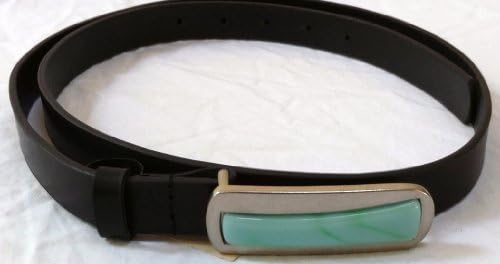 Slim Stone Belt, Women Girl Size Medium Misses 10-12, Black with Terqoise Stone