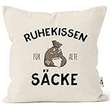 MoonWorks® Kissen-Bezug Ruhekissen für alte Säcke Geschenk lustig Kissen-Hülle Deko-Kissen Baumwolle Natur Unisize