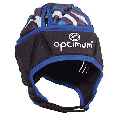 Optimum Junior Razor Rugby and Football Headguard - Full Coverage Scrum Cap | Breathable, Soft-Edged, Lightweight Protective Headgear Black/blue Small