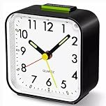 FiTspi Silent Alarm Clocks Bedside, Quartz Alarm Clock With Nightlight, Luminous Large Display, No Tick Snooze Silent Small Bedside Clock for Bedrooms Office Outdoors Heavy Sleepers
