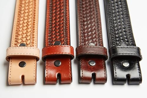 Tito's Custom Buckles JAYTON Hand-tooled Full-grain saddle leather lined Belt Western Basket Weave2