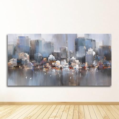 Toile de salon abstrait moderne grand format 70x140cm paysage urbain pour décoration chambre