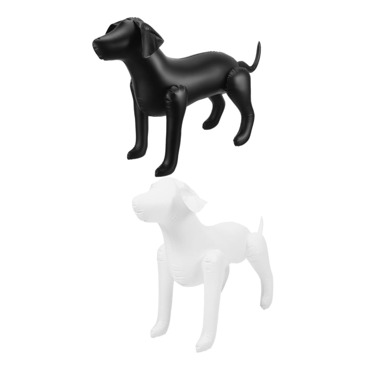 2 manichini gonfiabili per cani in PVC flessibile, in bianco e nero, per esposizione di abbigliamento