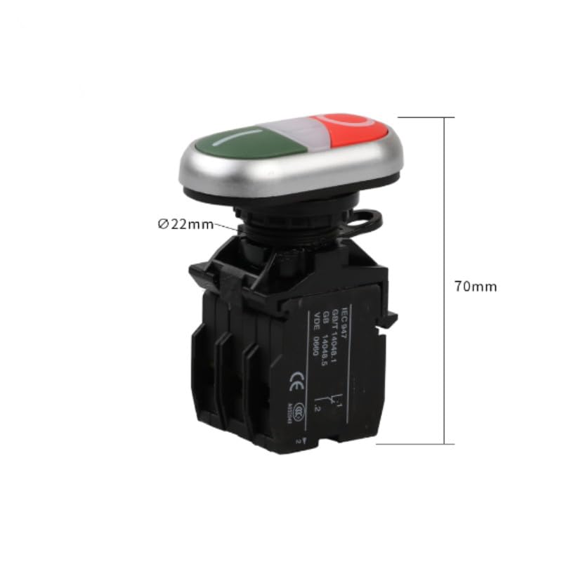 Interrupteur double tête 22mm lumineux à rappel LAK42 220V - 5