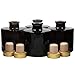 Frandy House - Set di 4 diffusori rotondi in vetro nero con tappo in sughero dorato, altezza 7,5 cm, capacità 100 ml Accessori per profumi, set di diffusori di ricambio.