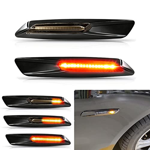 LEDFEWAG 2 piezas LED Luces Intermitentes Dinamicos Laterales Ahumados Coche Compatible Para 1 3 5 Series F30 E90 E91 E92 E93 E46 E60 E61 Cover