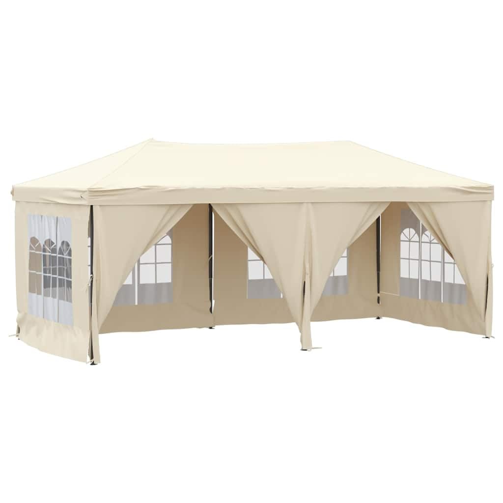 Carpa Plegable para Fiestas con Paredes Laterales Crema 3x6 m
