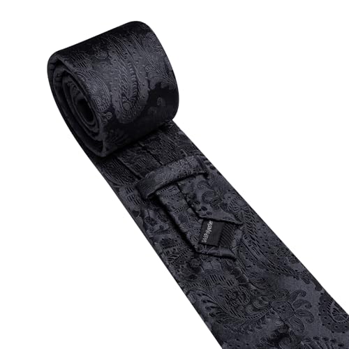 Image of YOHOWA Mens Ties Set Wedding Paisley Neckties with Handkerchief Cufflinks Formal Business