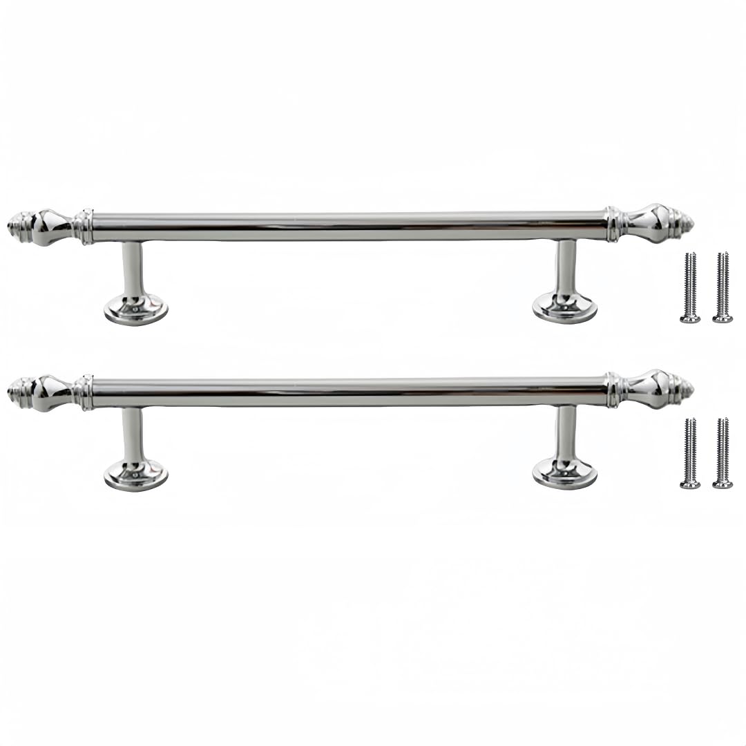 Poignées en laiton chromé argenté 128mm pour des portes d'armoire au design raffiné