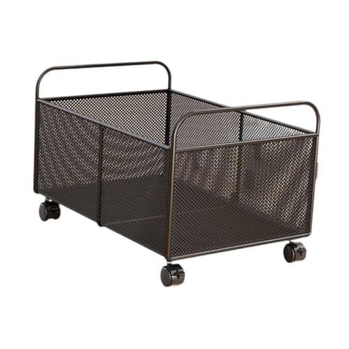 Baoblaze Cesto di stoccaggio del Cesto organizzatore di stoccaggio in Metallo con Ruote Multiuso di bidoni della conservazione Rustica in Ferro per Ufficio, L