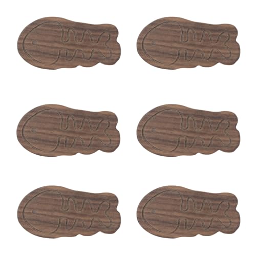 MOROBOR Fish Shaped Wooden Knobs, 6pcs Walnut Wood Animal Dresser Knobs Unique Decorative Wood Drawer Pulls with Screws Furniture Pull Handles for Room Decor