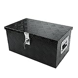 confote 20 Inch Aluminum Stripes Plated Tool Box Pick Up Truck Bed RV Trailer Toolbox Waterproof Square Storage Organizer with Side Handle, Lock and Keys -20'x 12'x 9.5'，Black