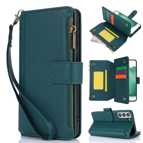 Tapa de la caja de la caja del teléfono Compatible con funda tipo cartera Compatible with Samsung Galaxy S22 Plus, funda tipo libro con tapa magnética de piel sintética con correa Compatible with la m