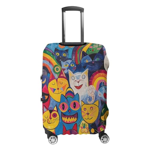 Carry on Luggage Cover Flowers And Cat Suitcase Covers for Luggages Tsa Approved Travel Luggage Sleeve Protector Elastic Suitcase Protector Anti-Scratch Washable Fits 19-30 Inch Case -L4