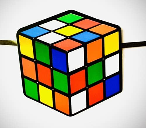 80s Material Girl Party Decoration - Magic Cube Bunting Decoration - 160cm Long, Red, Yellow, Green, Blue, White