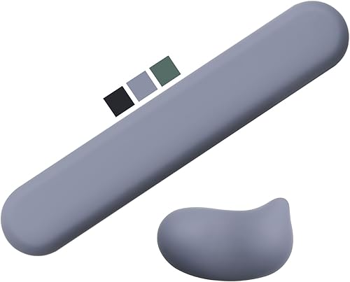 Miniatura 9 de Reposamuñecas para teclado y alfombrilla de mouse, juego ergonómico de espuma viscoelástica para teclado de espuma viscoelástica, piel de lujo