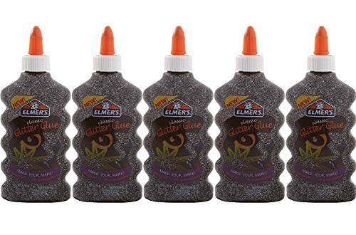 Elmer's Liquid Glitter Glue, Washable, Black, 6 Ounces (5 Bottles) #TOP4