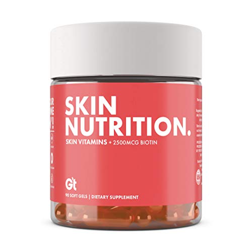 GT - Genesis Today - Skin Nutrition Vitamin E, Coconut & Argan Oil Supplement Promotes Healthy Skin with 2,500mcg Biotin - 60 Capsules