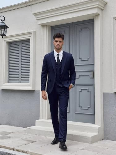 Mens Suits 3 Piece, Slim Fit Suits for Men Wedding Formal Business Prom Party Mens Double Breasted Suit Tuxedo2