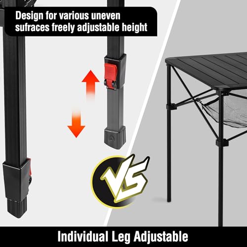 image for VILLEY Folding Camping Square Table with Carry Bag, Lightweight Alumin