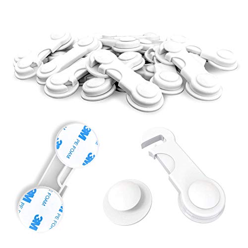 DHER Cerradura De Seguridad Infantil Cajones Beb� Seguridad Blanco Cerradura De Seguridad Multifuncional Cerradura De Protecci�N De Manos Anti-Pellizco Para Puerta De Armario Para Ni�Os * 15pcs