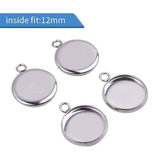 Aylifu Bezel Pendant Trays, 50 Pieces Stainless Steel 12Mm Round Cabochon Settings Trays Pendant Blanks For Jewelry Making Diy Necklace Bracelet Earring #TOP5