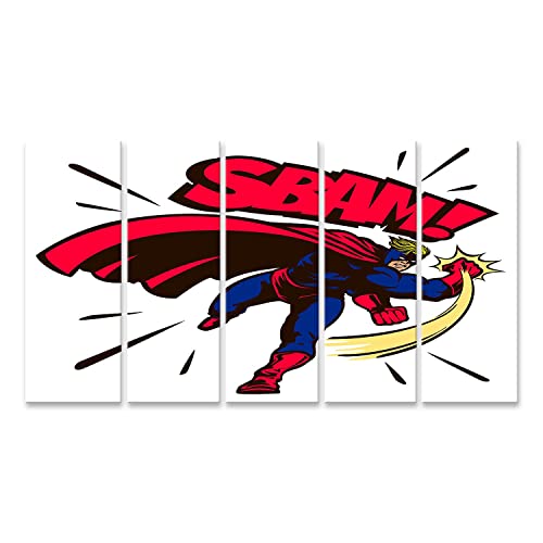 islandburner Tableau sur toile Pop Art Vintage Comics Style Superhero Punching Vector Comic Book F Images murales Poster