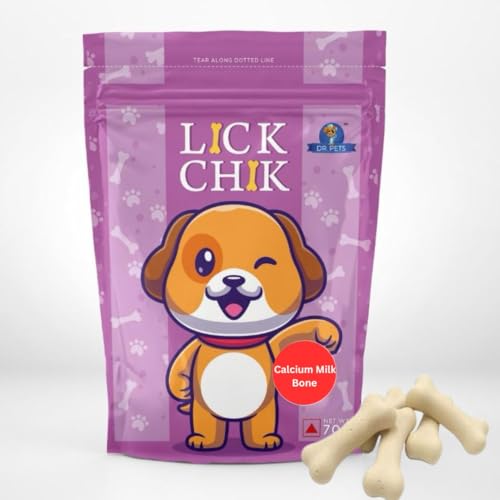 Image of Dr. Pets Pack of 2 (120g Each) Lickchik Calcium Milk Bone Dog Treats | Training Snacks for Dogs & Puppies | Strong Teeth & Bone Support | Real Chicken Enriched