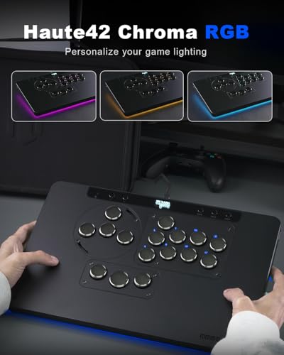 Image of Haute42 Leverless Controller for Arcade Gaming: X1 Low Profile - Three Removable Modules - Extra Large Form Factor - Ambient Backlight - Tournament Lock Switch Controller for PC /PS4 /PS3 /Switch /Xbox