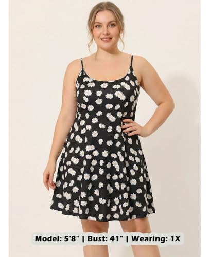 Image of 7th Element Women's Plus Size Slip Dress, Spaghetti Strap Summer Cami Sundress & Nightgown, Under Dresses & Beach Cover-up
