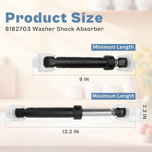 4 Pack 8182703 Washer Shock Absorber fit for Kenmore/Whirlpool/Kitchen Aid - WP8182703 Replacement Part for Washer & Dryer, replace 8181646/AP6011831/AP3868181/PS989596 LUXRILIX