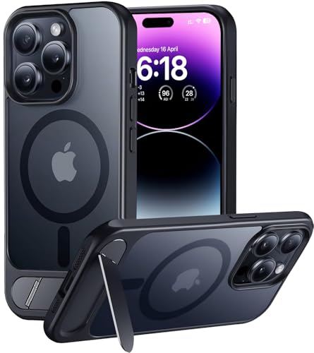 Eligo for iPhone 14 Pro Max Case Compatible with MagSafe Magnetic Cover with Invisible Stand Shockproof Protection Phone Shell Matte Kickstand Back Cases for Apple 14 Pro Max 6.7 (2022) (Black)